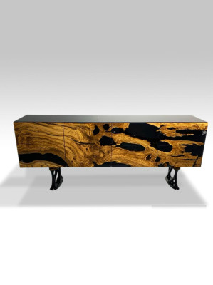 TV stand sideboard TV cabinet lowboard living room epoxy resin wood brown