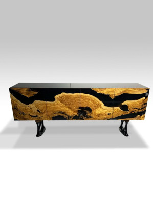 TV stand sideboard TV cabinet lowboard living room epoxy resin wood brown