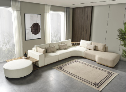 White Modern Corner sofa L-shape Couch Luxury Upholstered Sofa Living room furniture