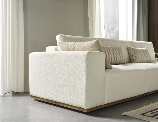 White Modern Corner sofa L-shape Couch Luxury Upholstered Sofa Living room furniture