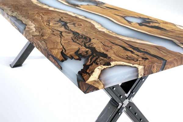 Kitchen table Dining table Epoxy resin Dining room table Table 160 cm Wood Brown