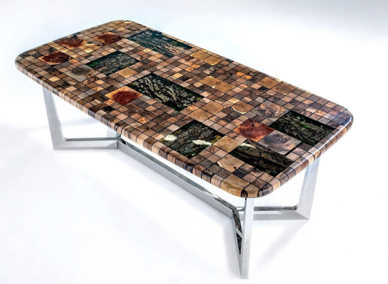 Kitchen table Dining table Epoxy resin Dining room table Table 140 cm Wood Brown