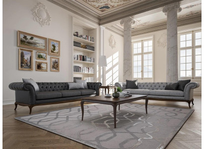 Modern Living room Set 4pcs Gray Sofa Couch Designer Wood Coffee table new