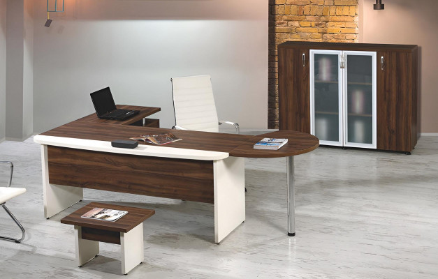 Classic office furniture set 3-piece corner office table Complete Office Wood Brown