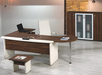 Classic office furniture set 3-piece corner office table Complete Office Wood Brown