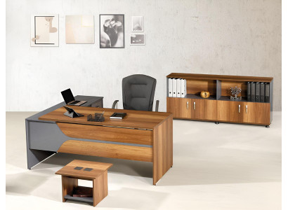 Suite Office Corner Office table Study room furniture Wardrobe 3-piece Wood Brown