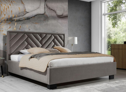 Bedroom Set Gray Bed Wood 2x Bedside tables Elegant Modern Beautiful new 3-piece.