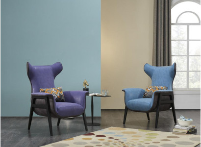 Luxury Single Seater Armchair Blue Living room Upholstered Chair Furniture Modern Design