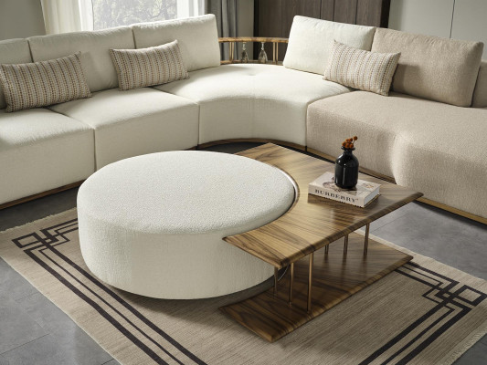 Coffee table Table Side table Living room Modern White Round Fabric Wood