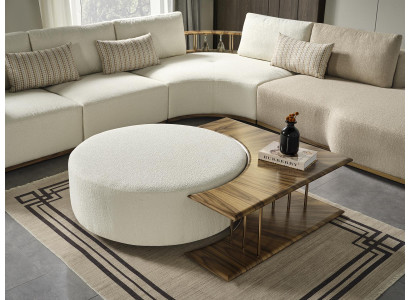 Coffee table Table Side table Living room Modern White Round Fabric Wood