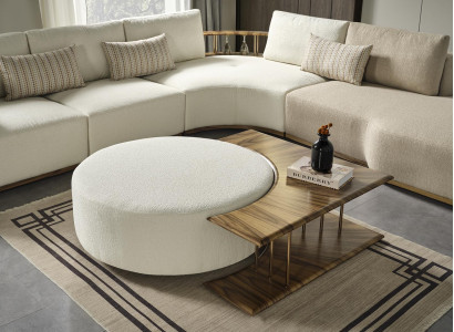 Coffee table Table Side table Living room Modern White Round Fabric Wood