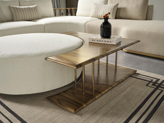 Coffee table Table Side table Living room Modern White Round Fabric Wood