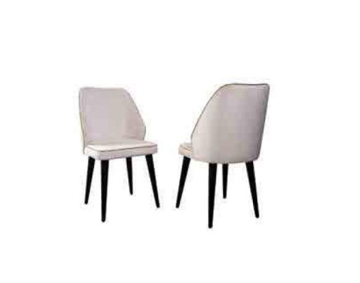 White upholstered chair luxury dining room single seater wooden feet designer furniture