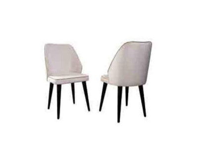 White upholstered chair luxury dining room single seater wooden feet designer furniture