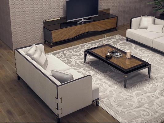 Upholstered furniture Sofa Couch Designer 2x Three Seater Sofas Modern White Furnishings