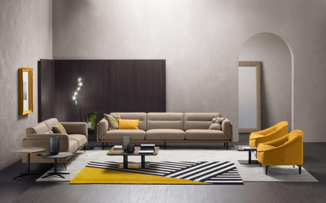 Complete e Couch Set Sofa Set Beige Sofa 4+3 Seat Group Leather