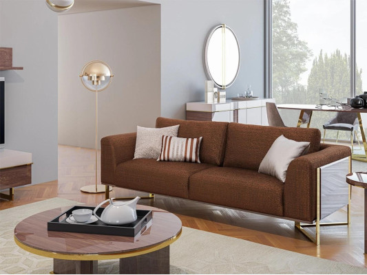 Luxury Sofa Three Seater Brown Upholstered furniture Modern Couch Design Furnishings