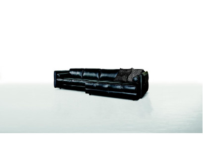Modern Couch Luxury Corner sofa Upholstered furniture Living room L-shape Design Black Leather