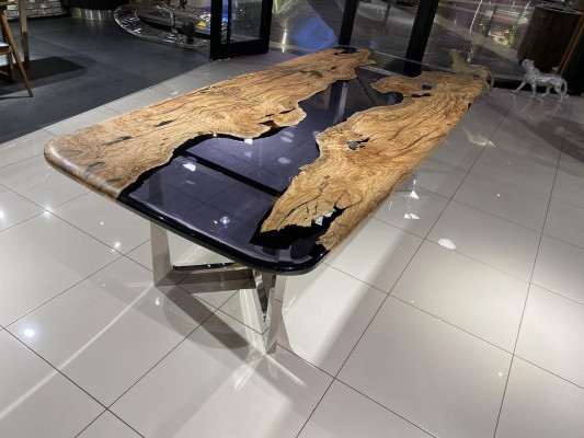 Dining table Epoxy resin kitchen table Dining room table Table 240 cm Wood Brown