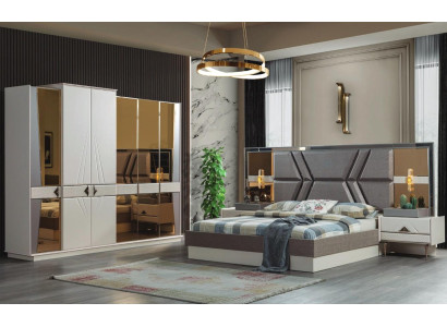 Stylish Gray Bedroom Suite 2x Bedside tables Wardrobe Set