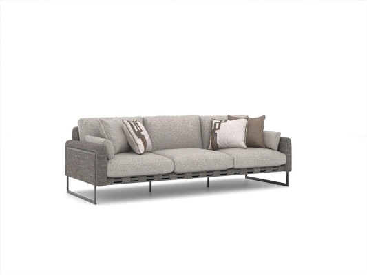 Living room Luxury Gray Three Seater Sofa Furnishings Modern Textile Design