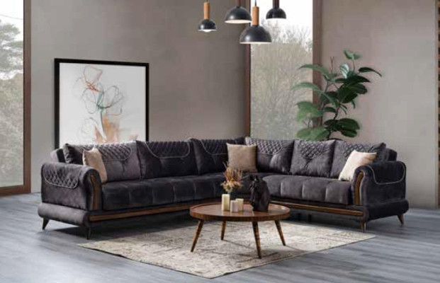 Gray modern sofa Corner sofa Textile furniture comfortable sofa L-shape new