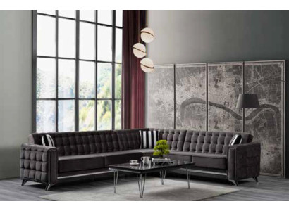Corner sofa in gray textile furniture comfortable L-shaped sofa modern new
