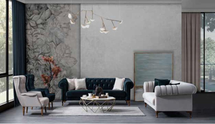 Dark green living room luxury sofa modern couch wooden frame seating furniture