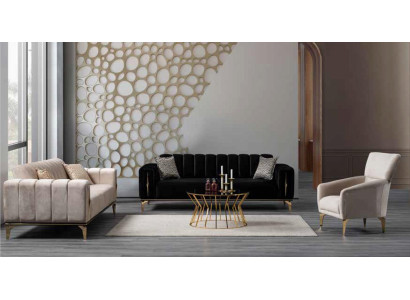 Luxury Upholstered 3-Seater Sofa Modern Style for Living room Black Color new