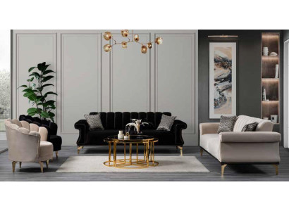 Upholstered Luxurious Sofa 3-Seater Comfortable modern style in Black new