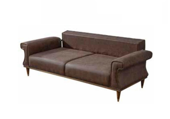 Brown Modern Upholstered Sofa Seat Sofas Three Seater Couch Textile Furniture Modern