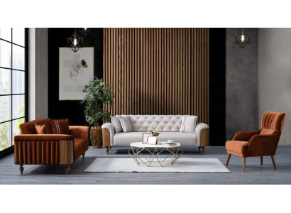 Modern Brown Living room Sofa Two-seater Fabric Sofa Luxury Designer Furniture