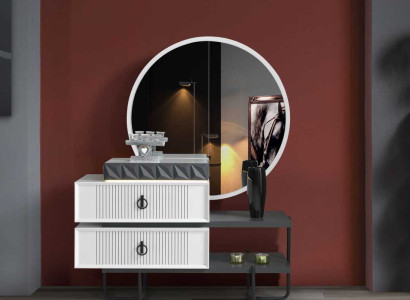 White-Black Dressing table with Mirror Bedroom Luuxs Furniture 2pcs
