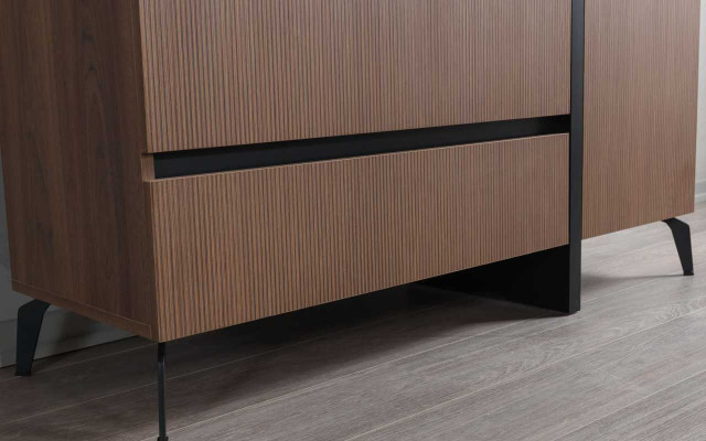 Modern Brown Bedroom Chest of drawers 3x drawers 1 door Wood Furniture