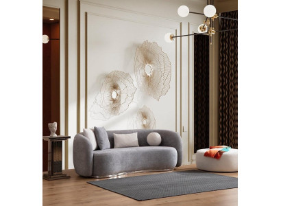 Sofa 4 Seater Upholstered Sofa Gray Textill Seat Design Fabric Modern Couch Sofas