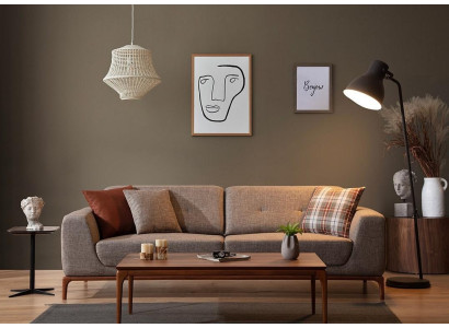 Sofa 3 Seater Upholstered Sofa Gray Textill Seat Design Fabric Modern Couch Sofas