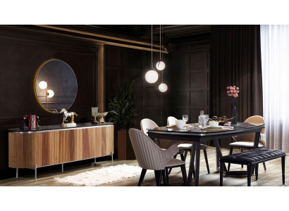 Stylish 8-piece Dining room Set Dining table 4x Chairs Sideboard Mirror Stool new