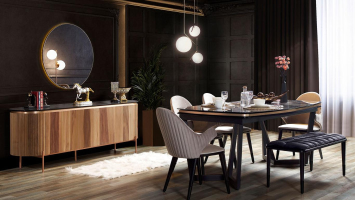 Luxurious dining room set consists of dining table 4x chairs and sideboard 7 pieces
