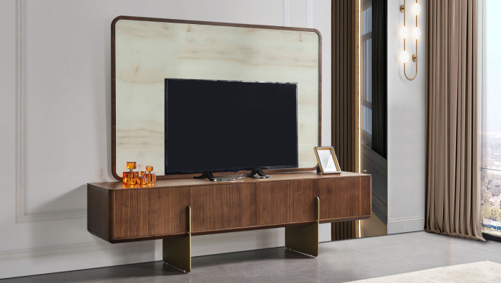Living room set consists of display case TV lowboard and TV frame 3 pieces. new
