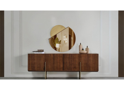 Luxurious Dining room Set Consists of Sideboard and Mirror Brown Color