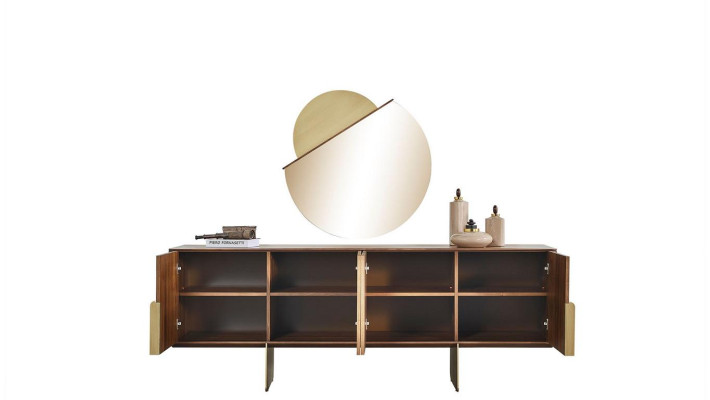 Luxurious Dining room Set Consists of Sideboard and Mirror Brown Color