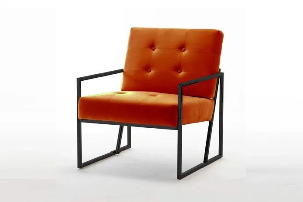 Orange Armchair Living room Luxury furniture High quality metal legs Textile new