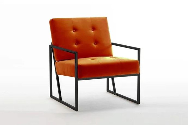 Orange Armchair Living room Luxury furniture High quality metal legs Textile new