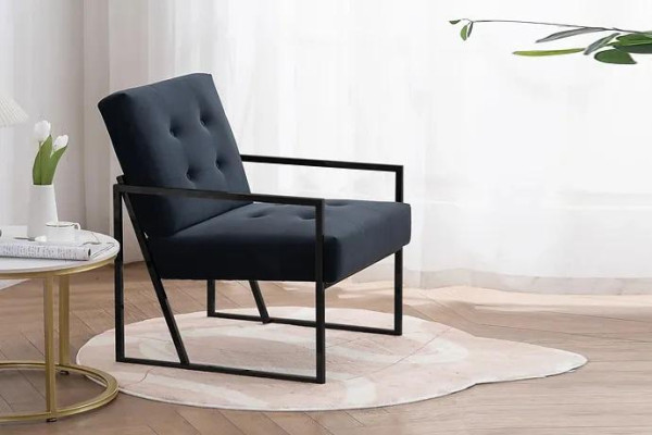 Cozy Black Armchair New Textile Metal High-quality materials