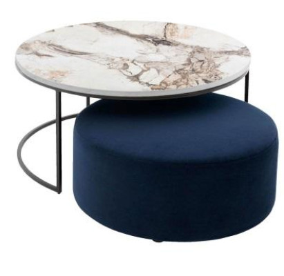 Coffee table + stool practical living room set 2-piece round table