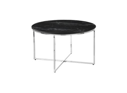 Round Coffee table Living room Black MDF + Metal X-legs new luxury