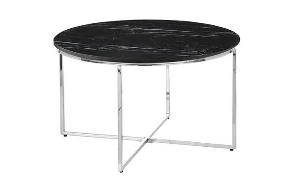 Round Coffee table Living room Black MDF + Metal X-legs new luxury