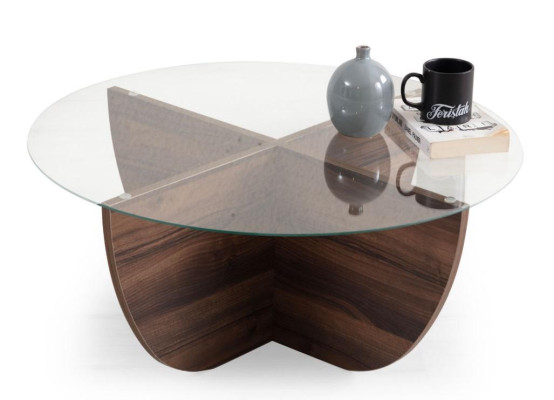 Minimalist coffee table from Glass Wood X-legs modern style new