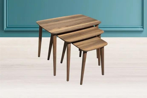 Rectangular Coffee tables Set 3x Tables Living room Dining room Brown Wood