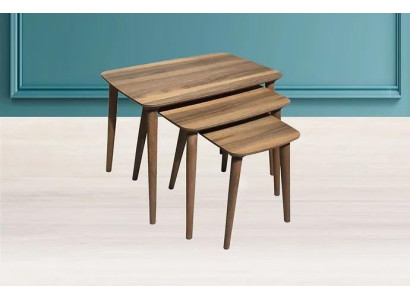 Rectangular Coffee tables Set 3x Tables Living room Dining room Brown Wood